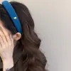 Diadema Ancha de Color Sólido de Lana con Etiqueta Dorada para Mujer, Diadema Superior Craneal que Aumenta la Altura, Pasador de Cabello de Temperamento de Gama Alta, Accesorio para el Cabello Estilo Coreano