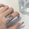 Lindo, dulce, divertido y juguetón anillo de diamantes de conejo, estilo coreano, dulce, femenino, todo en uno, anillo de dedo con apertura de nicho