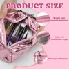 Bolsa de maquillaje aislante brillante de PU transfronteriza, bolsa de belleza impermeable personalizada con forro de papel de aluminio, bolsa de almacenamiento de artículos de tocador aislante