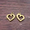 En stock: Colgante de corazón minimalista hueco de acero inoxidable bañado en oro de 18 quilates, dije de delfín en forma de corazón, hallazgos para joyería DIY, para ventas transfronterizas