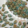 Hojas con Pintura Dorada en Forma de 11x17 Cuentas de Vidrio Checo Materiales Hechos a Mano DIY Estilo Antiguo Hanfu Cristales Sueltos Accesorios