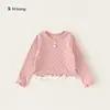 Ropa infantil Youbao, top infantil con volantes, camiseta básica de manga larga de lunares para niñas, imitación de dos piezas para niños pequeños, cuello redondo