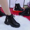 Processamento e Customização de Botas Femininas para Outono e Inverno Botas Femininas Curtas Retrô Botas de Couro Calçados Femininos Processamento de Salto Médio Grosso