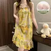 2026 Nuevo Camisón de Verano sin Mangas con Copas Integradas, Estilo Celebridad de Internet, Puro y Sexy, Fresco y de Longitud Media para Casa