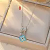 Colar de borla de diamante com esmalte de gota de luxo leve estilo francês microincrustado para mulheres, corrente de clavícula doce de dopamina da moda de alta qualidade
