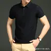 Camiseta de Punto de Seda Helada de Manga Corta para Hombre Nueva de Verano 2026, Ropa de Nailon con Cuello de Solapa, Marca de Moda, Camisa Polo Talla Grande para Hombre