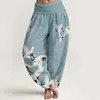 Pantalones Casuales Versátiles de Moda Estilo Nuevo 3D Estampado Digital Europeo y Americano Transfronterizo Pantalones Tailandeses para Mujer de Algodón Puro Estampado Directo Pantalones Largos de Primavera y Verano