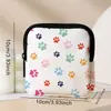 Bolsa para Monedas con Huella de Pata Cuero Sintético Impermeable Cremallera de Cuero Bolsa de Almacenamiento Mini Bolsa Multifuncional para Auriculares