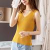 Regata de Seda Gelo Feminina Verão Nova Decote V Ajuste Slim Costas Bonitas Tendência Sem Mangas Camiseta Básica