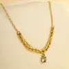 Lele Jewelry Moda Europea y Americana Versátil Acero Inoxidable Zirconia Collar Nicho Gama Alta Acero de Titanio Cadena para Clavícula para Mujeres Transfronterizo