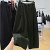 Calça de Veludo de Perna Larga para Mulheres, Novo Estilo Outono e Inverno, Cintura Elástica, Calça Casual com Forro de Lã, Calça Cropped Reta Solta Estilo Vovó