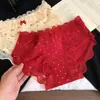 Ropa interior de año zodiacal para mujer, algodón puro, entrepierna extendida, encaje rojo brillante, nueva ropa interior festiva de Año Nuevo para mujer