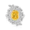 Transmisión en Vivo Venta Caliente Anillo de Mariposa Huevo de Paloma Cortado Flor de Hielo Piedra Preciosa Colorida para Mujeres, Anillo con Forma de Huevo de Diamante de Alto Carbono Súper Brillante, Venta al por Mayor de Una Pieza