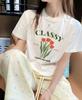Camiseta de Algodón de Manga Corta para Mujer en Verano Estilo Coreano Holgada Cuello Redondo Estampado a la Moda Versátil Estilo Ins Top Ropa de Mujer de Moda Exportación