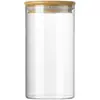 Frascos de vidrio para almacenar granos y té, frascos sellados, botellas de vidrio de borosilicato alto aptas para alimentos, selladas, para conservar la frescura, de bambú y madera, para porcionar