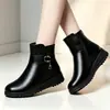 Botas de invierno para mujer hasta la pantorrilla, forradas de forro polar, tacón grueso, cierre lateral, botas de algodón cálidas color café estilo Martin para señoras de mediana edad