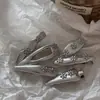 Clip de pelo de cuero con flor de diamante azul plateado clip de pelo de tela con corazón clip para flequillo de moda clip lateral tocado accesorios para el cabello