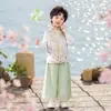 Hanfu para niños, nuevo conjunto de tres piezas estilo chino Tang para niños y niñas, ropa tradicional china para niños, atuendo de caballero estilo antiguo adecuado para el uso diario