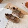 Zapatos de princesa con temática de bosque para niñas, lazo de terciopelo retro, cierre de velcro, suela suave, estilo Mary Jane, planos de punta poco profunda para niños pequeños y bebés