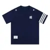 Camiseta de manga corta a rayas con bordado de letras retro de moda para hombre, diseño holgado de verano, top de nicho para pareja, estilo ins