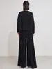 Terno plissado de veludo estilo influencer estilo chinês para mulheres com jaqueta cardigã abotoada e calça de perna larga com cintura elástica