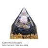 Pirâmide de Bola de Cristal Natural 5/6/8cm Ornamento de Mesa Chakra Cascalho Colorido Pirâmide de Resina Epóxi