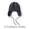 Nova coleção outono/inverno 2026: gorro de tricô de cashmere, à prova de vento, grosso, cor sólida, com abas para as orelhas, unissex