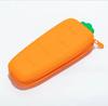 Bolsa para lápices de fruta de plátano de silicona, creativa, con estampado de verduras (zanahoria, guisante), impermeable, gran capacidad, para estudiante