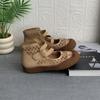 Sandalias Romanas Huecas Retro para Mujer, Moda Verano 2026 Versátiles de Velcro de Caña Alta Suela Suave Zapatos de Madre