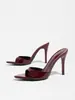 Sandálias de Salto Alto Femininas Primavera/Verão Bico Fino Salto Agulha Uma Tira Mule Moda Versátil Elegante Sandálias de Salto Alto