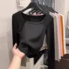 Atacado Transfronteiriço Outono e Inverno Gola Redonda Grande Veludo Quente Roupa Íntima Slim Elegante Manga Longa Camiseta Camisa Base Feminina