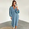 Nuevo Producto de Primavera 2026 de Amazon Bata de Noche de Algodón Puro Estilo Europeo y Americano Holgada y Cómoda Ropa de Casa Pijamas para Mujer