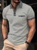 Polo de manga corta para hombre transfronterizo, informal, europeo y americano, nueva camiseta con cremallera estampada a rayas, comercio exterior, para hombre