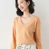 Suéter de Tricô com Gola V e Borda Enrolada, Manga Longa, Novo Estilo Outono e Inverno para Mulheres, Suéter Pulôver Plus Size para Mulheres, Camada Base