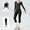Conjunto de Yoga de Alta Gama para Mujer de Primavera y Otoño, Cubre-traje de Malla Protector Solar, Deportiva de Fitness de Cintura Alta Sin Líneas Visibles