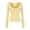 Camiseta Sexy de Tencel de Manga Larga para Chica Atractiva Otoño e Invierno Nueva Versátil Aspecto Adelgazante Camisa Base para la Cintura Estilo Occidental Top Corto