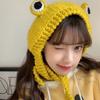 Gorro de Lana para Mujer Otoño e Invierno Estudiante Ojo de Rana Tejido Headwear Sombrero de Lana Pullover Protección Cálida para Orejas Casual Versátil