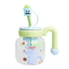 Linda Taza de Vidrio con Popote para Niñas Alto Valor de Color Gran Capacidad Escritorio Separación Té Agua Taza de Té de Burbujas Resistencia a Altas Temperaturas