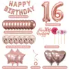 Set de Globos Oro Rosa para 10 11 12 Años Banderín de Letras 3D Conjunto Combinado de Atmósfera para Cumpleaños de Niñas