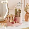 Caja giratoria de almacenamiento de cosméticos, organizador de escritorio a prueba de polvo para brochas de maquillaje, labiales, sombras de ojos, organizador de tocador