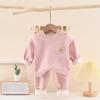 Conjunto de Ropa de Otoño e Invierno para Niños con Terciopelo Grueso, Ropa de Otoño y Pantalones Largos, Estilo Coreano, Oso de Dibujos Animados, Conjunto de Ropa Interior de Cachemira de Seda para Bebé