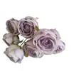 Flores Artificiais: Buquê de Rosas Reais com 7 Cabeças, Pequeno Ramo de 7 Rosas, Buquê para Casa e Casamento, Buquê de Acabamento Realista de Alta Qualidade