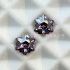 Estilo popular cruzado corte floco de neve cor banhada sanduíche gradiente zircônia pedra solta DIY brinco de tarraxa acessório de colar pedra pedra solta