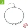 Pulseira de Prata 925 Esterlina com Pingente Símbolo Infinito Moda Temperamento Feminino Joia Europeia e Americana