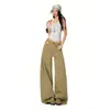 Verano 2026 Nuevos Jeans de Trabajo de Pierna Ancha Estilo Americano de Moda Color Caqui Diseño Holgado Adelgazante Scimitar para Mujer