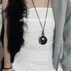 Collar de Cuerda Negra con Hebilla de Seguridad Chinoiserie Casera Nuevo Diseño de Cadena Larga para Suéter Accesorios de Alta Gama Accesorios para Mujer