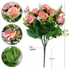 Flor Artificial de 7 Picos Combinación de Rosa y Flor de Cerezo Ramo Artificial Flor Falsa Estilo Ins Flor de Mesa Exhibición de Mesa para Hogar y Oficina