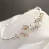 Nafuge Joyería de Plata al por Mayor Pulsera de Plata Hecha a Mano para Mujer Moda 925 Plata de Ley Pequeño Pétalo Pulsera Abierta