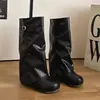 Botas punk de cano médio para mulheres 2026, que aumentam a altura, estilo hot girl, novo modelo estiloso para baixinhas, botas para calça que emagrecem e aumentam a altura