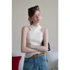 Chaleco de punto cruzado estilo francés para mujer, nuevo de verano, corte ajustado, top corto elegante y adelgazante